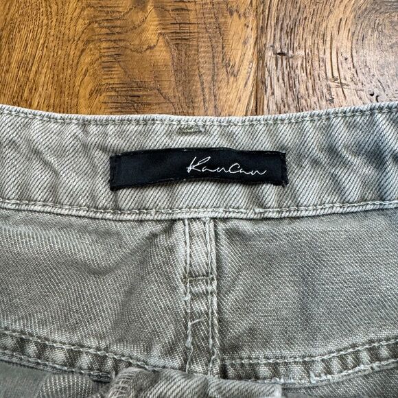 KanCan Grey Green Distressed Frayed High Rise Jean Shorts Women's Sz S KC7259OL - Picture 2 of 6